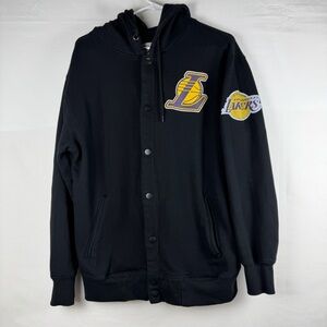 NBA Los Angeles Lakers UNK Hoodie Jacket Mens Large Black Snap Button Varsity